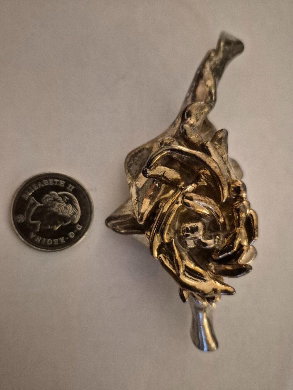Vintage Joe Eustace Zuni Electroform Sterling Silver Rose Brooch Pin Signed JE 9